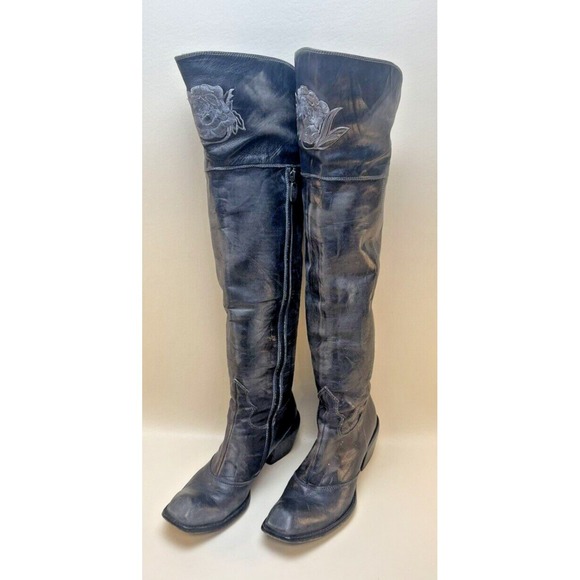 Mark Nason Shoes - Mark Nason Women's Siren Size 7 Black  Leather Thigh High Boots Italy